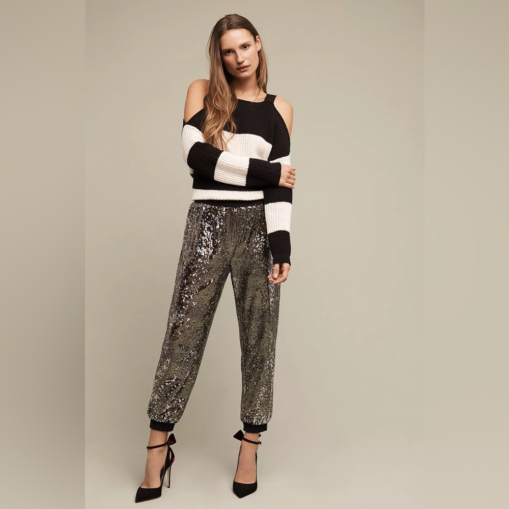 NWT Anthropologie Harlyn Oro Sequined Joggers